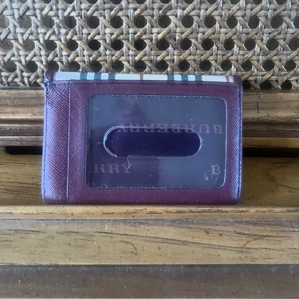 Burberry Plaid Card Holder in Cream and Burgundy - Picture 3 of 3